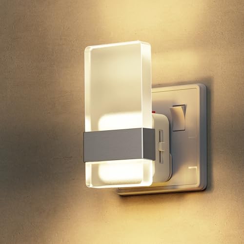 LOHAS-LED Night Light Plug in Wall, Night Light with Dusk-to-Dawn Sensor, 0-100LM Dimmable, Warm White 3000K, Modern Nightlight Plug in Wall for Hallway, Bathroom, Stairway