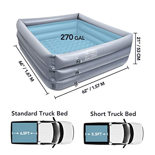 GOLOHO Inflatable Truck Bed Pool（ 66\" x 62\" x 21\" ） for Standard/Short Pickup Truck, with Storage Bag - Thumbnail 6