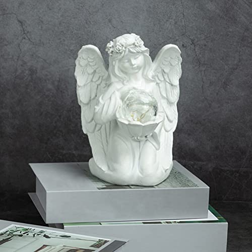 ibasenice Casa jardim cena decoração brilhante anjo decoração resina artesanato anjo figurine