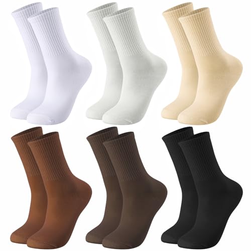Halinuia 6 Paar Socken Damen 38-42, Tennissocken Damen, Laufsocken Strümpfe Sportsocken, Atmungsaktive Baumwollsocken, Crew Socks, Valentinstag Geburtstag Geschenk für Frauen Freundin Ehefrau Partner