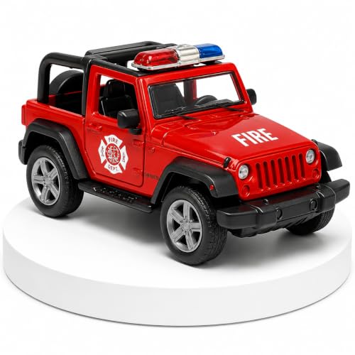 Image of Amisha Gift Gallery Diecast Jeep Open Thar Fire Ambulance Toy Car for Kids | 1:36 Scale Model, Metal, Pull Back, Sports Car, Boys