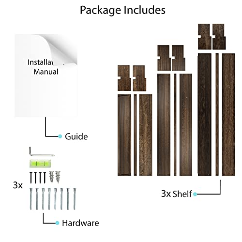 Brightmaison Polynez 36"-30"-24" Kids Bookshelf For Wall, Floating Shelves For Wall Decor, Nursery Books Shelves Wall, Bathroom Wall Shelves, Kitchen Shelves, Brown, Set Of 3 #TOP6