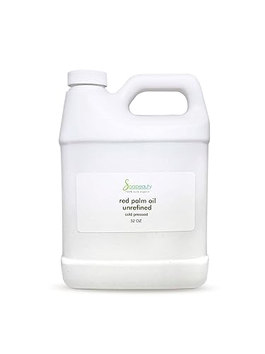 Aceite de palma roja extra virgen sin refinar, prensado en frío, 100% puro (32 onzas  1 cuarto de galón)