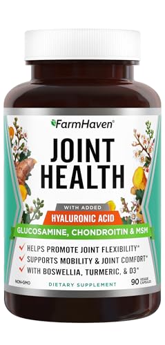 FarmHaven Glucosamine Chondroitin MSM with Boswellia, Turmeric| Added Hyaluronic Acid & Vitamin D3 |...