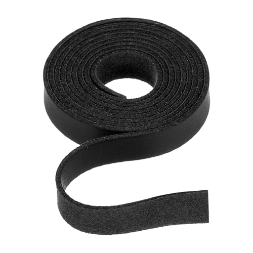 Rebower Flat Leather Cord,39 Inch 10mm Leather String PU Faux Leather Strips Strap,[for Jewelry Making DIY Craft Projects Belts Keychains Accessories]-1m/Black