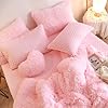 HAIHUA Fluffy Pink Comforter Cover Twin Set, Fuzzy Pink Girls Twin Bedding Set 2 Pieces (1 Plush Duvet Cover + 1 Furry Plush Pillow Cases) Girls Shaggy Bed Set, Zipper Closure #3