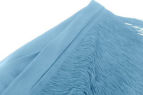 Ballroom Dance Skirt For Women Latin Ballroom Tango Hip Scarf Fringe Swing Rumba Irregular Hem Hip Wrap Blue #TOP4