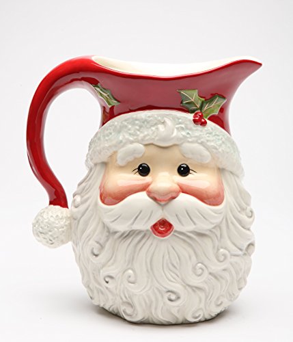 Cosmos Gifts 10636 Fine Ceramic I Believe: Christmas Santa Pitcher, 8" H