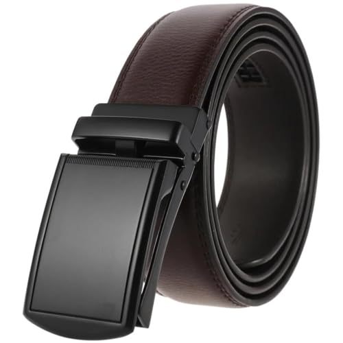 Men's Solid Color Business Genuine Leather Automatic Buckle Belt Alloy Buckle Belt2