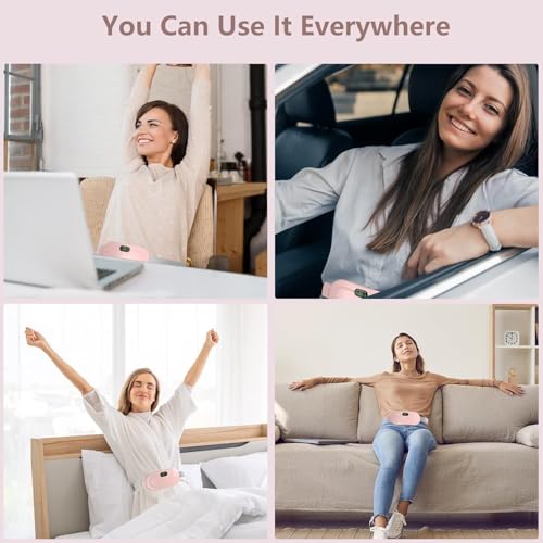 Image of Period Cramp Relief Heating Pad Pain Device with 4 Massage Modes for Menstrual Pain and Belly or Back Pain Relief, LED Display, Comfortable Bel