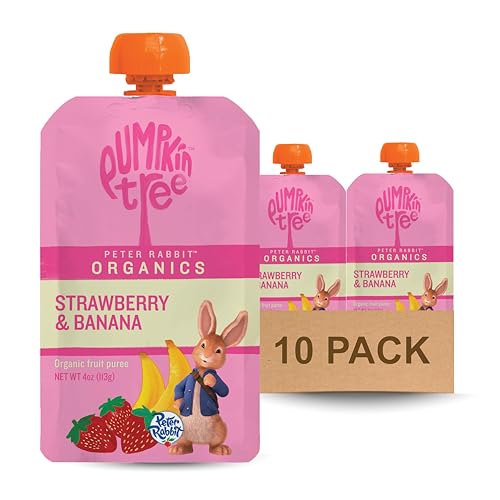 Pumpkin Tree Peter Rabbit Organics Strawberry and Banana Pure Fruit Snack 4 Ounce (Pack of 10)