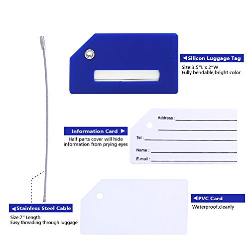 Silicone Luggage Tag with Name ID Card Perfect to Quickly Spot Luggage Suitcase (Plane 5Pcs Blue) - Thumbnail 3