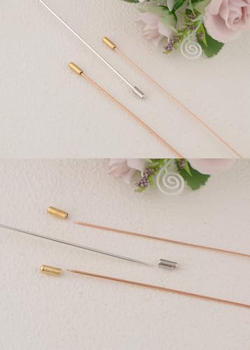 Image of Alilang Magic Lamp Pearl Lady Camo Rose Heart Rhinestones 3Pcs Vintage Long Handle Hat and Lapel Pins with Flexible Bendable Design