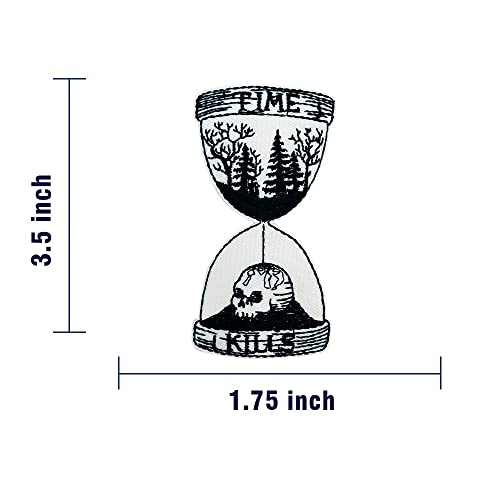 Obokata Iron On Embroidered Patches, Black Skeleton Skull Patch, "Time Kills" Value Your Time Morale Badge Sew On Emblem Cool Applique Diy For Jackets, Clothes, Hats, Backbags, Pants & Jeans. #TOP5