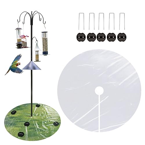 2PCS 47.24 Inch Round Bird Feeder Mat - Clear PE Bird Dropping Catcher for Outdoor Patio/Garden | Fits Sheep Hooks & Bird House Poles, Traps Seeds & Droppings, Protects Grass | Waterproof, Durable