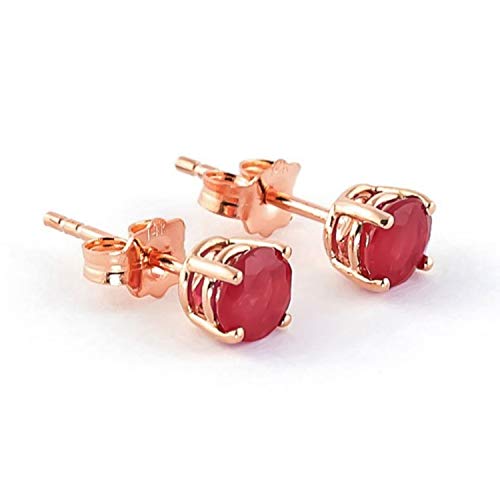Galaxy Gold Gg 14K Solid Rose Gold 1.30 Ctw Brilliant Cut Round Ruby Stud Earrings Fiercely We Believed #TOP3