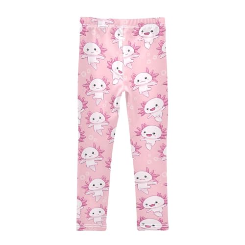 Cute Pink Axolotl Bubbles Girls Leggings Soft Stretch Workout Yoga Dance Pants for Kids Casual Tights2
