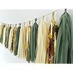 20Pcs Sage Green Gold Mylar Tassels Garland Tissue Paper Tassels Banner DIY Kit Teal Tassel Garland Teal Gold Birthday Party Decorations for Women Men Boys Girls, Party Supplies - Image 3