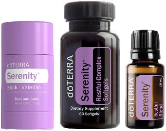 - DoTerra Serenity (Restful Blend, Restful Complex Softgels, Stick + Valerian) 1 Kit