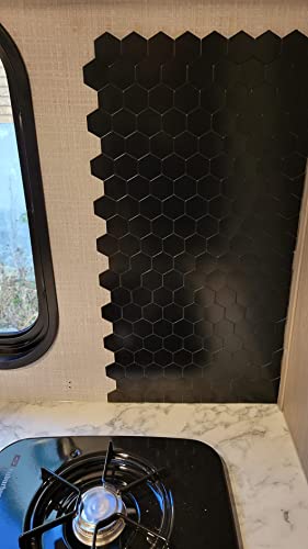 Azulejos autoadhesivos para cocina sin obras paneles hexagonales negros 6