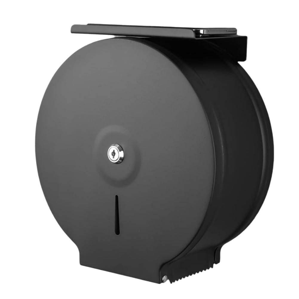 CTRLZS Wall Mount Stainless Steel 9" Toilet Paper Holder, Jumbo Roll Dispenser with Shelf for Commercial Use Black