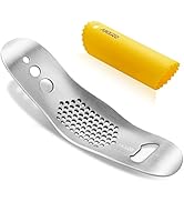 AMXRD Garlic Press Rocker & Silicone Peeler (Random Color), Stainless Steel Garlic Mincer, Herb S...