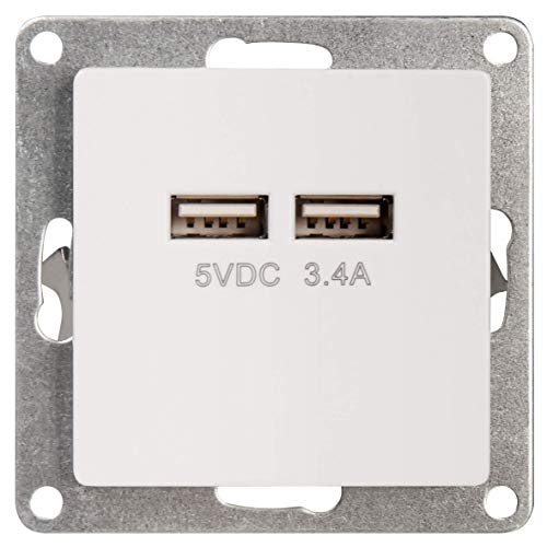 USB Ladedose | CUP | 2-fach, 5V / 3,4A, UP, weiß, poliert | ideal z. B. für das Laden von Smartphones und Tablets