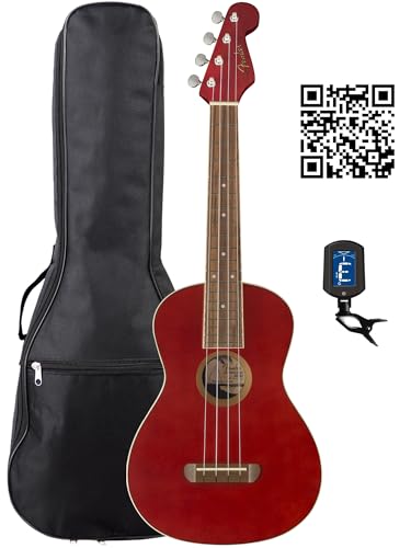 Fender Avalon Tenor Ukulele - チェリーバンドル ギグバッグ、チューナー、オースティンバザールの説明ビデオ付き