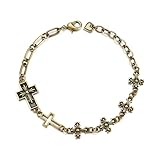 Monsefi Pulseras de eslabones de cadena de oro para mujer, pulsera de cruz gótica, cristiana, regalos de confirmación para adolescentes, niñas, joyería de riqueza y buena suerte, Adjustable, Metal