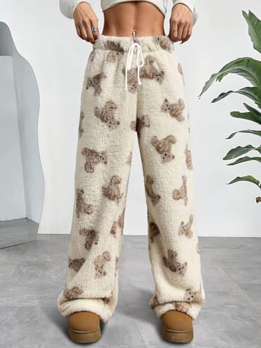 Image of Leopard Pants Women Therian Fuzzy Pajama Pants Y2k Cheetah Pants Grunge High Waisted Fluffy Pants