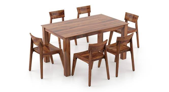Image of Sheesham Wood Rectangle Dining Table with 6 Low Height Chairs | Durable Wooden Multipurpose 6 Seater Dining Table Set Furniture for Living Room, Home, Restaurant and Hotel (Natural Finish)