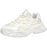 ZHENSI Damen-Schuhe Mit Stahlkappe Klobige Sicherheits-Arbeitssneaker Atmungsaktive rutschfeste Schuhe Für Die Modeindustrie,Beige,40 EU