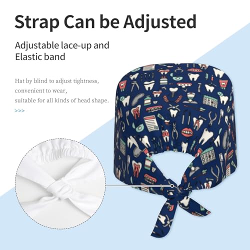 Image of Surgical Caps Men Women, Scrub Cap with Sweatband Adjustable