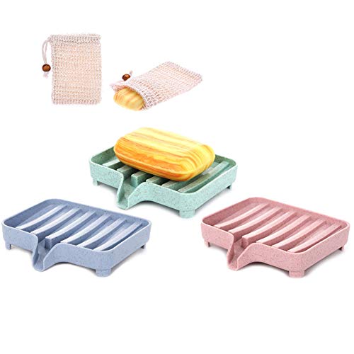 AIM Cloudbed Seifenschalenhalter aus Kunststoff, rechteckig, für Küche und Badezimmer, mit 2 Seifenbeuteln