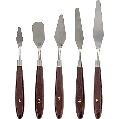 Espátulas Y Llanas, Shoes Juego de cuchillos de paleta, cuchillo de paleta de espátula de acero inoxidable para mezclar pintura al óleo de acuarela pintura acrílica (5Size-a)