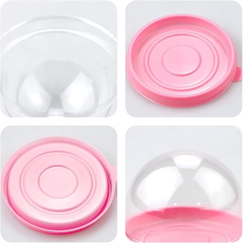 PRALB 100 Set 2.75x2.75x2 inch Mini Cupcake Boxes Clear Plastic Muffin Pod Dome Muffin Single Container Box Wedding Birthday Gifts Supplies for Cheese Pastry Dessert Mooncake (round, pink) - Thumbnail 3
