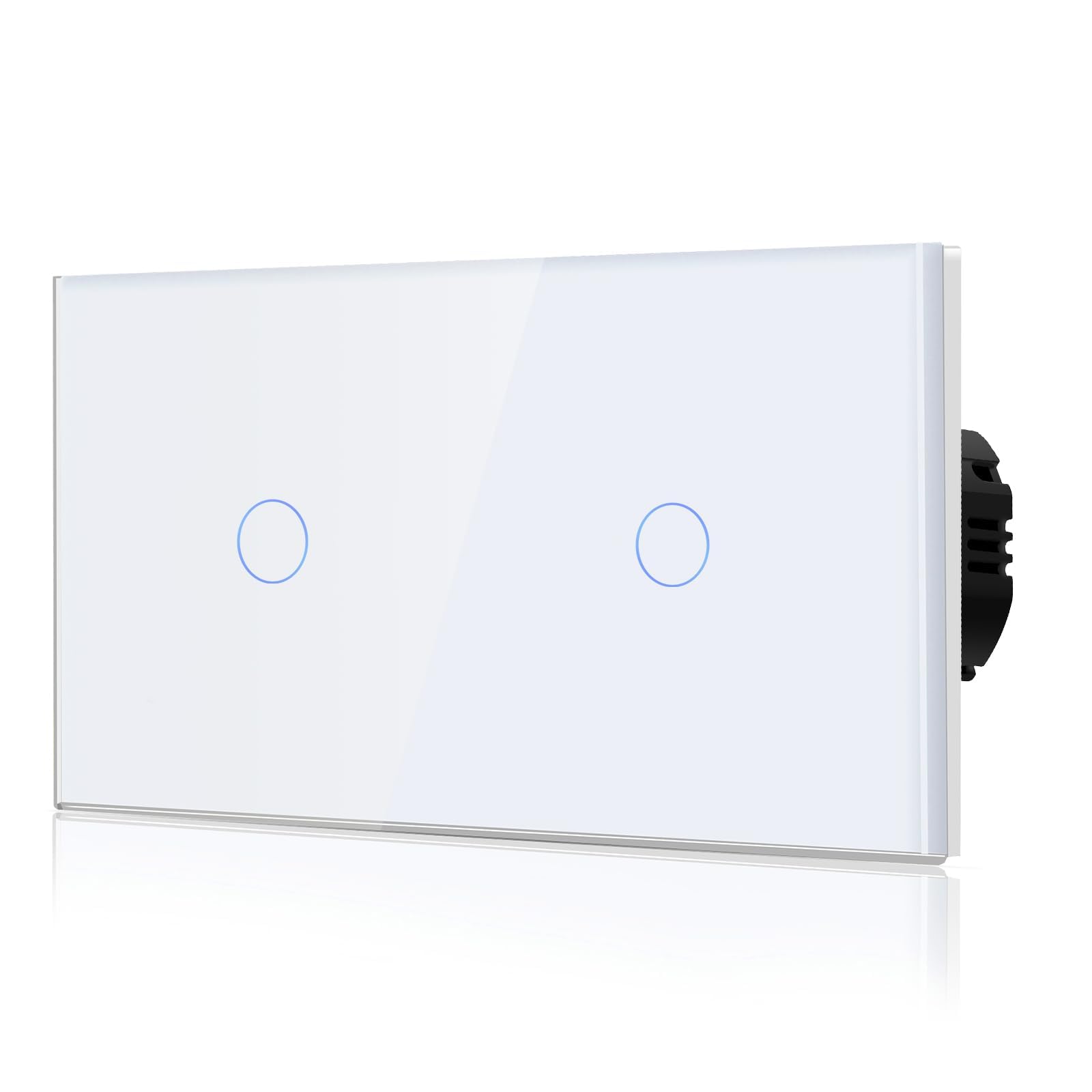 BSEED Double Touch Switch 1 Gang 2 Way (No WiFi Support) Glass Panel 146 * 86mm Wall Light Switch White — image 1