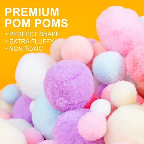 300+Pcs Pom Poms, Macaron Color Pom Pom, 3 Size Pom Pom Balls For Kids Arts And Craft Projects And Valentine's Day Decorations #TOP4