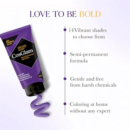 Image of Cosglam Semi Permanent Hair Color for Women & Men - Model #61 Purple Blue (120 g) | Vegan Hair Dye with Conditioner | No Ammonia, No Peroxide, Non-Oxidative | Glossy Finish