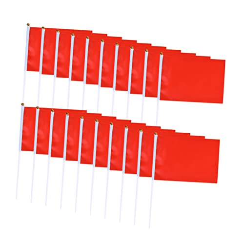 Mini drapeaux carrés rouges de table lot de 100 polyester portables - 2