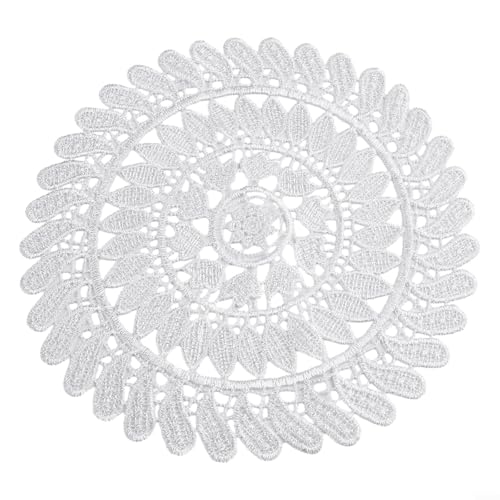 Tapetes de encaje de ganchillo vintage para decoración de mesa de comedor, elegante posavasos redondos para aperitivos y platos (1#19 cm)