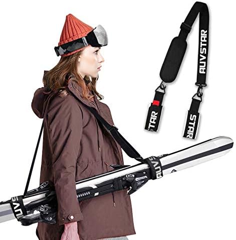 auvstar Ski Strap Carrier,Kids Snowboard Shoulder Strap,Adjustable Carrying Skis and Poles Carrier Straps,Winter Ski Accessories,Portable Labor Saving,Alpine Skiing Enthusiasts Gear/Downhill Ski Gear