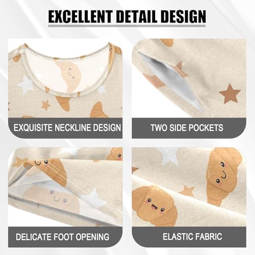 Pajama Short Sets Cute Croissant Stars Pattern Soft Cotton Summer Sleepwear 2 Piece PJS Size 5-14T3