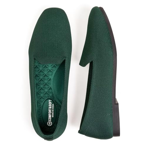 Image of Frank Mully Women's Loafer Flats Square Toe Comfortable Office Work Shoes, Cute Penny Loafer Slip On Walking Driving Shoes