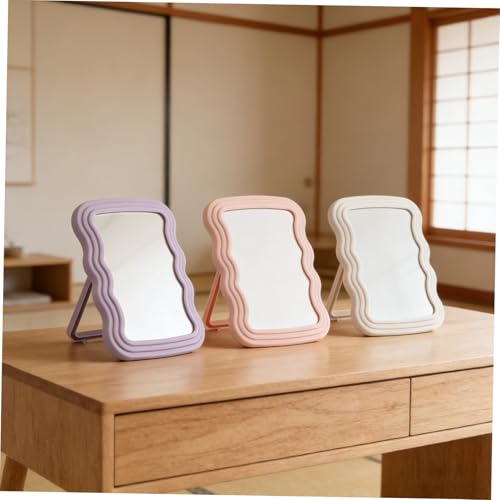 Miroir de maquillage portable ondulé avec support réglable pour un angle parfait