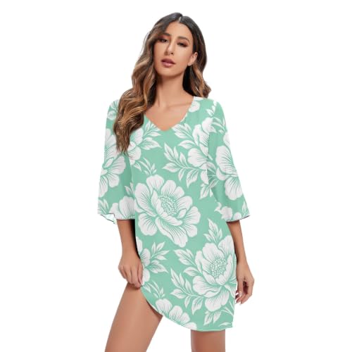 Robe décontractée en mousseline col en V : confort léger anti-chaleur