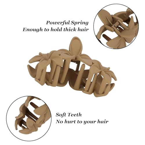 Image of ANNACREATIONS 4 Pcs Korean Fashion Flower Matte Hair Claw Clip for Thick & Thin Hair Strong Hold Hair Clutcher Hair Accessories Clutches for Women & Girls