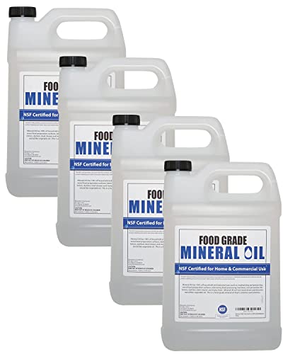 Premium 100% Pure Food Grade Mineral Oil USP, 4 Pack of Gallons, Food Safe Butcher Block and Cutting Board Oil, NSF Certified Material