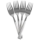 Home Basics Eternity Mirror Finish 4 Piece Stainless Steel Cutlery Flathware, Silver (Salad Fork)