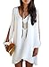 Viwenni Sexy Womens V-Neck Loose Irregular Hem Summer Chiffon Short Beach Dress,White,Small